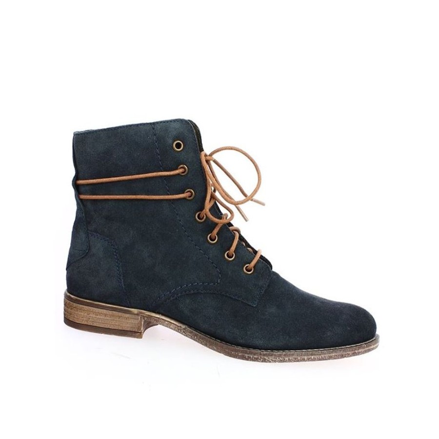 Bottines Shoesissime | Boots Plates Bleu A Lacets Josef Seibel Grande Taille Sienna