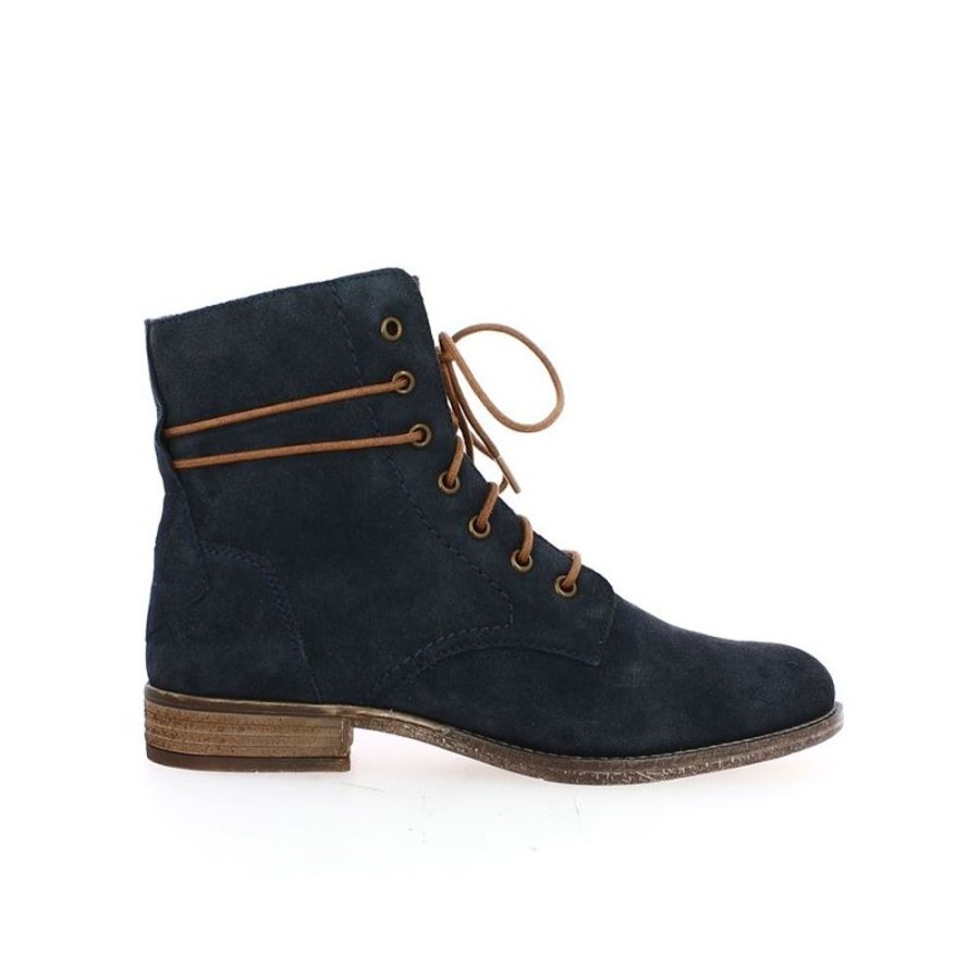 Bottines Shoesissime | Boots Plates Bleu A Lacets Josef Seibel Grande Taille Sienna