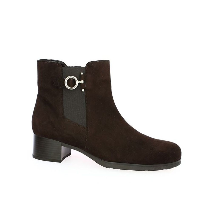 Bottines Shoesissime | Bottines Gabor Petit Talon Velours Marron Alba