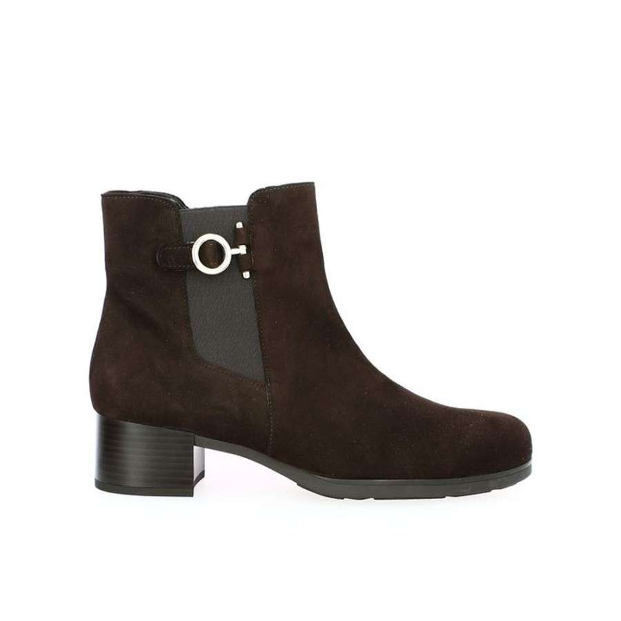 Bottines Shoesissime | Bottines Gabor Petit Talon Velours Marron Alba