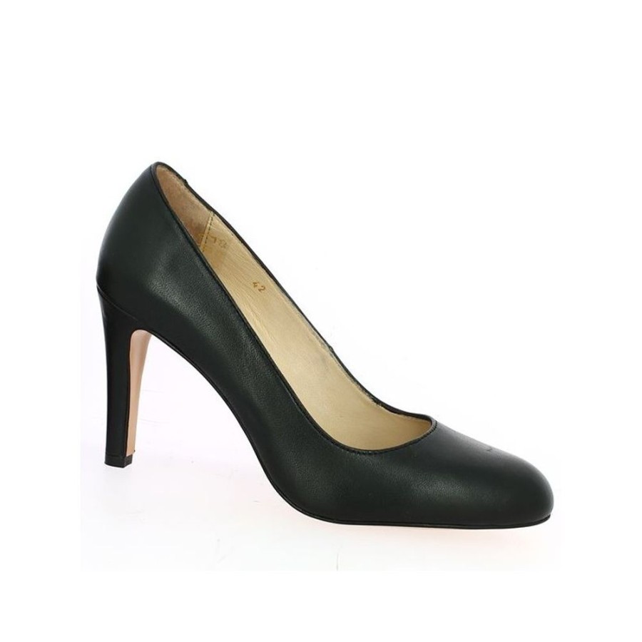 Escarpins Shoesissime | Escarpin Talon Haut Cuir Noir Lucie