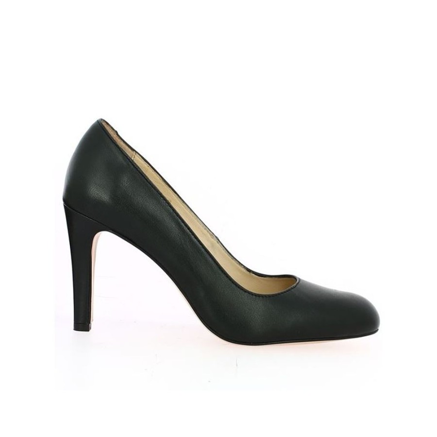 Escarpins Shoesissime | Escarpin Talon Haut Cuir Noir Lucie