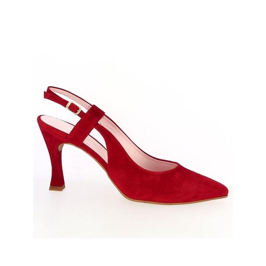 Escarpins Shoesissime | Escarpin Sling Back Velours Rouge Taylor