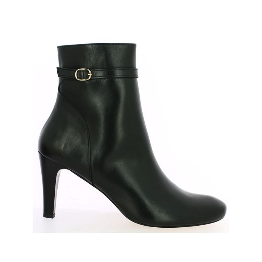 Bottines Shoesissime | Bottine Noire Cuir Talon Haut Et Fin Lucile