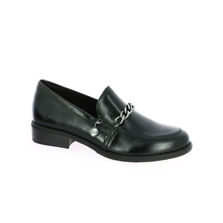 Derbys Et Mocassins Shoesissime | Mocassin Chaine Cuir Noir Remonte Adixia