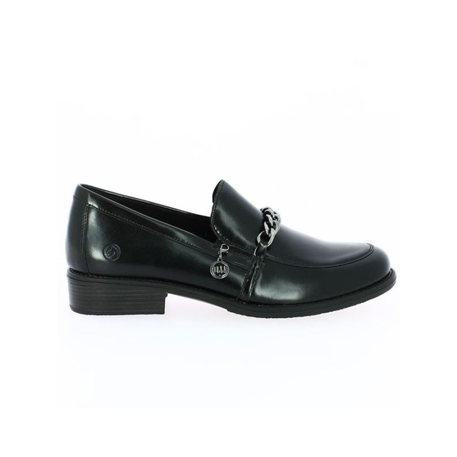 Derbys Et Mocassins Shoesissime | Mocassin Chaine Cuir Noir Remonte Adixia