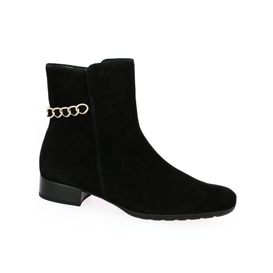 Bottines Shoesissime | Bottines Chaine Velours Noir Gabor Pauline