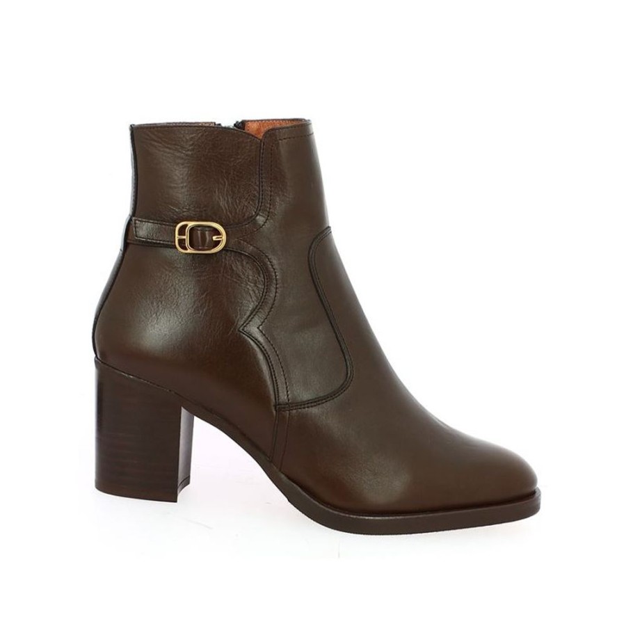 Bottines Shoesissime | Bottines A Talon Cuir Marron Grande Taille Geraldine