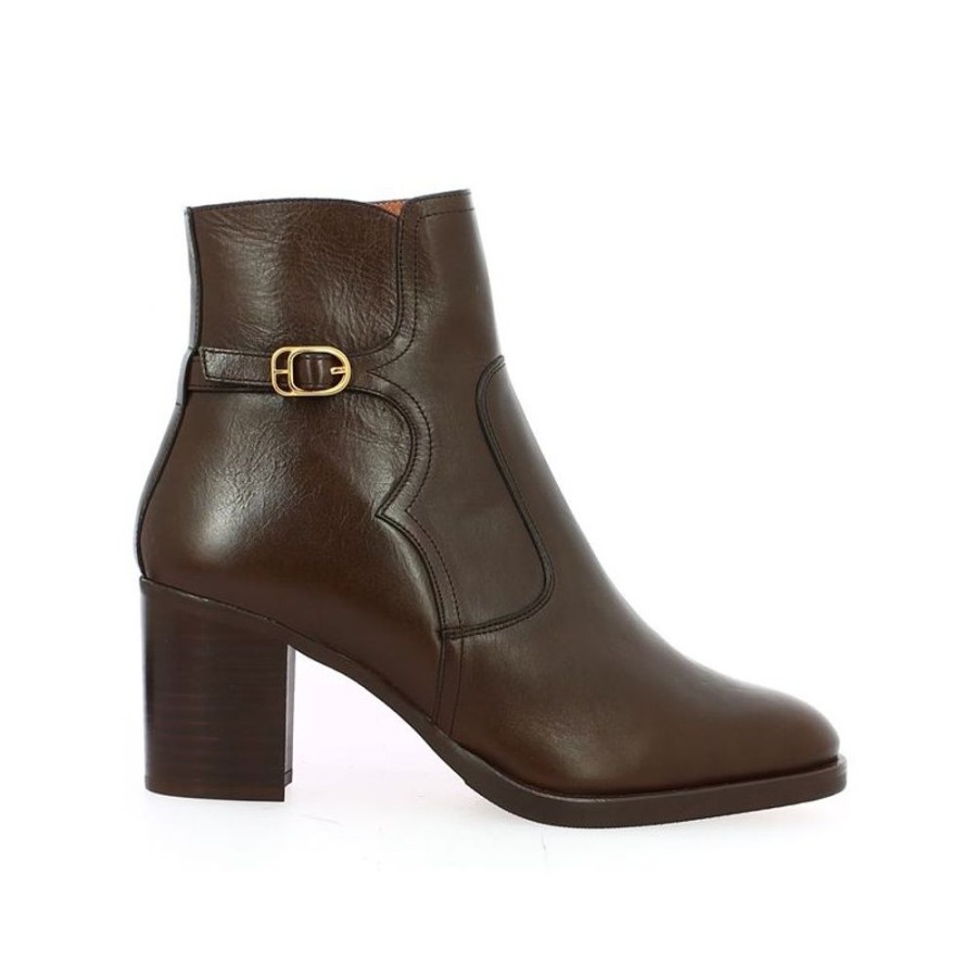 Bottines Shoesissime | Bottines A Talon Cuir Marron Grande Taille Geraldine