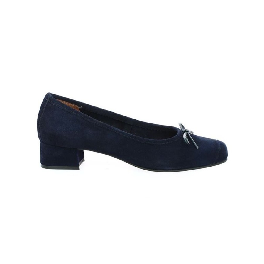 Escarpins Shoesissime | Trotteur Petit Talon Nubuck Bleu Marine Grande Pointure Vicky