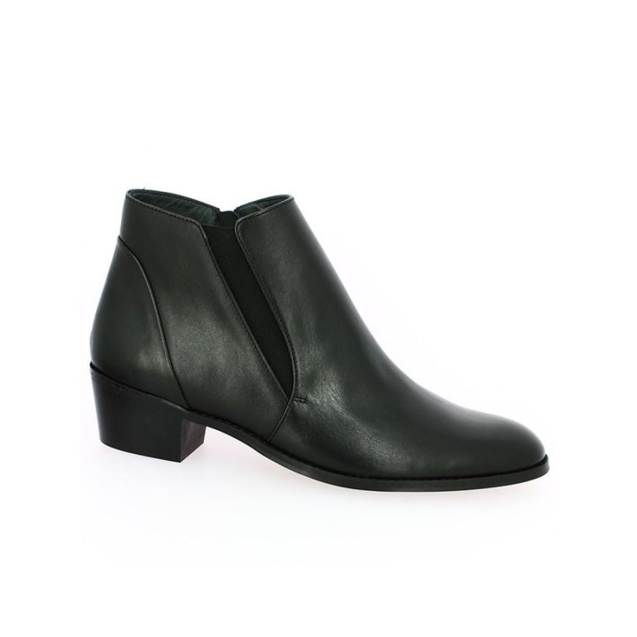 Bottines Shoesissime | Bottines Noire Tout Cuir Petit Talon Louiza