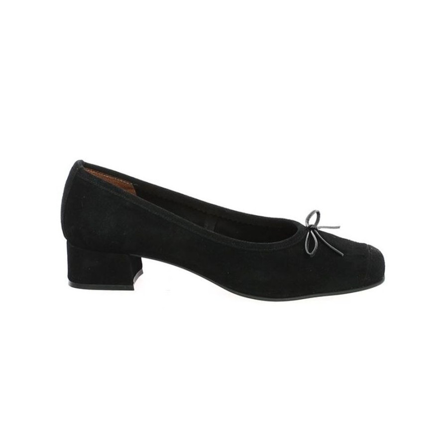 Escarpins Shoesissime | Chaussure Petit Talon Nubuck Noir 42, 43, 44, 45 Vicky