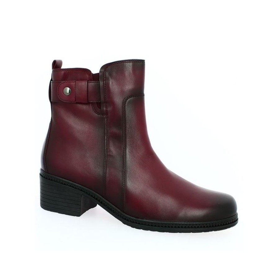 Bottines Shoesissime | Boots Cuir Bordeaux Bout Rond Gabor Romane