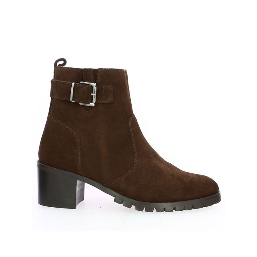 Bottines Shoesissime | Bottine Marron Velours Talon Carre Manon