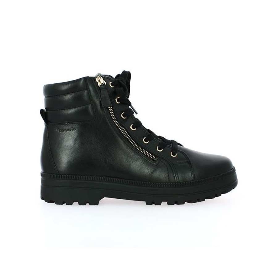 Bottines Shoesissime | Boots Tamaris Noire Et Zip Dore Logane