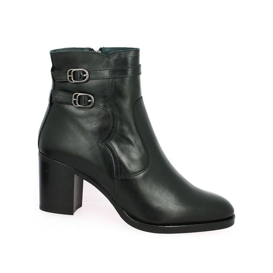 Bottines Shoesissime | Boots Noire A Talons Haut Stable Ghislaine