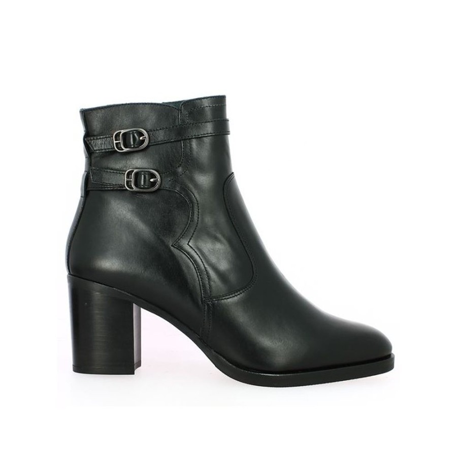 Bottines Shoesissime | Boots Noire A Talons Haut Stable Ghislaine