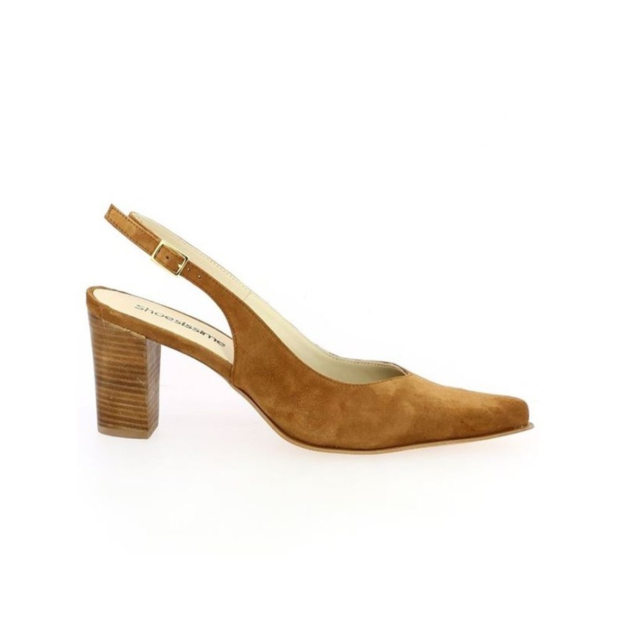 Escarpins Shoesissime | Escarpin Velours Camel Ouvert Au Talon Fatiha