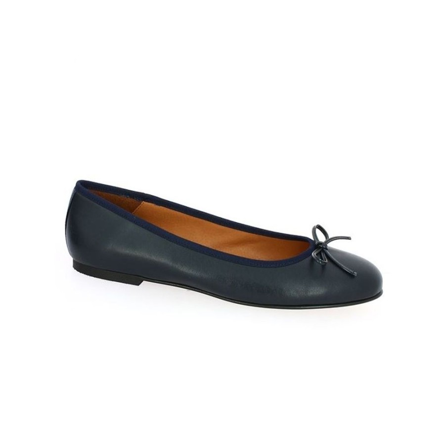 Ballerines Shoesissime | Ballerine Cuir Bleu Marine A Noeud Noemie