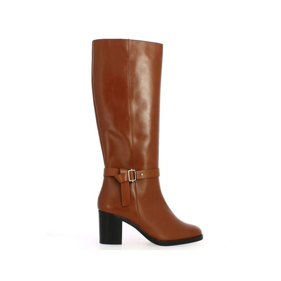 Bottes Shoesissime | Bottes A Talons Cuir Camel Chic Grande Taille Lexane