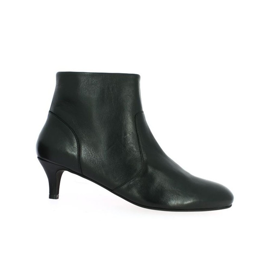 Bottines Shoesissime | Bottine Noire Petit Talon Fin Et Bout Rond Charlene