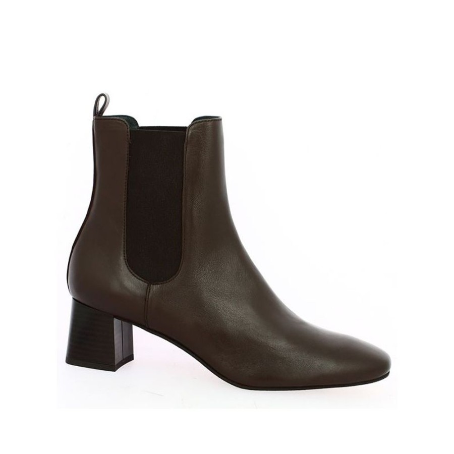 Bottines Shoesissime | Bottines Chelsea Marron A Talon Cuir Dania