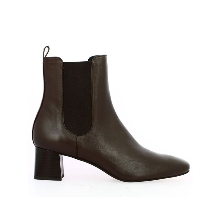 Bottines Shoesissime | Bottines Chelsea Marron A Talon Cuir Dania