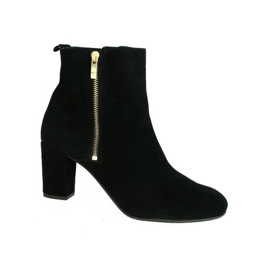 Bottines Shoesissime | Boots Talon Velours Zip Dore Bliss