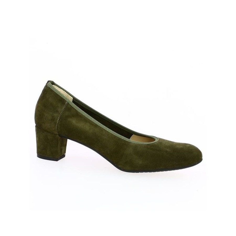 Escarpins Shoesissime | Escarpin Vert Kaki Souple Petit Talon Jane