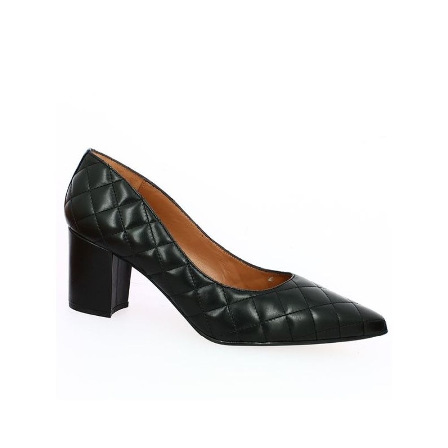 Escarpins Shoesissime | Escarpin Matelasse Cuir Noir Cindy