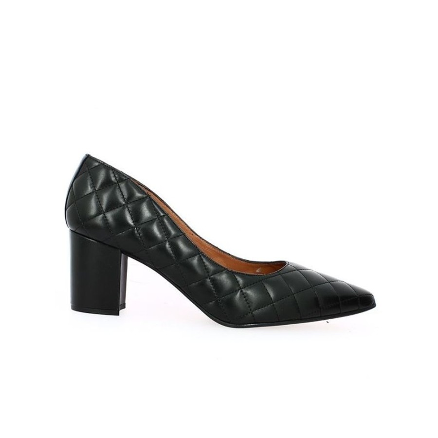 Escarpins Shoesissime | Escarpin Matelasse Cuir Noir Cindy