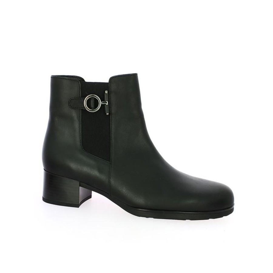 Bottines Shoesissime | Bottines Gabor Bout Rond Cuir Noir Alba