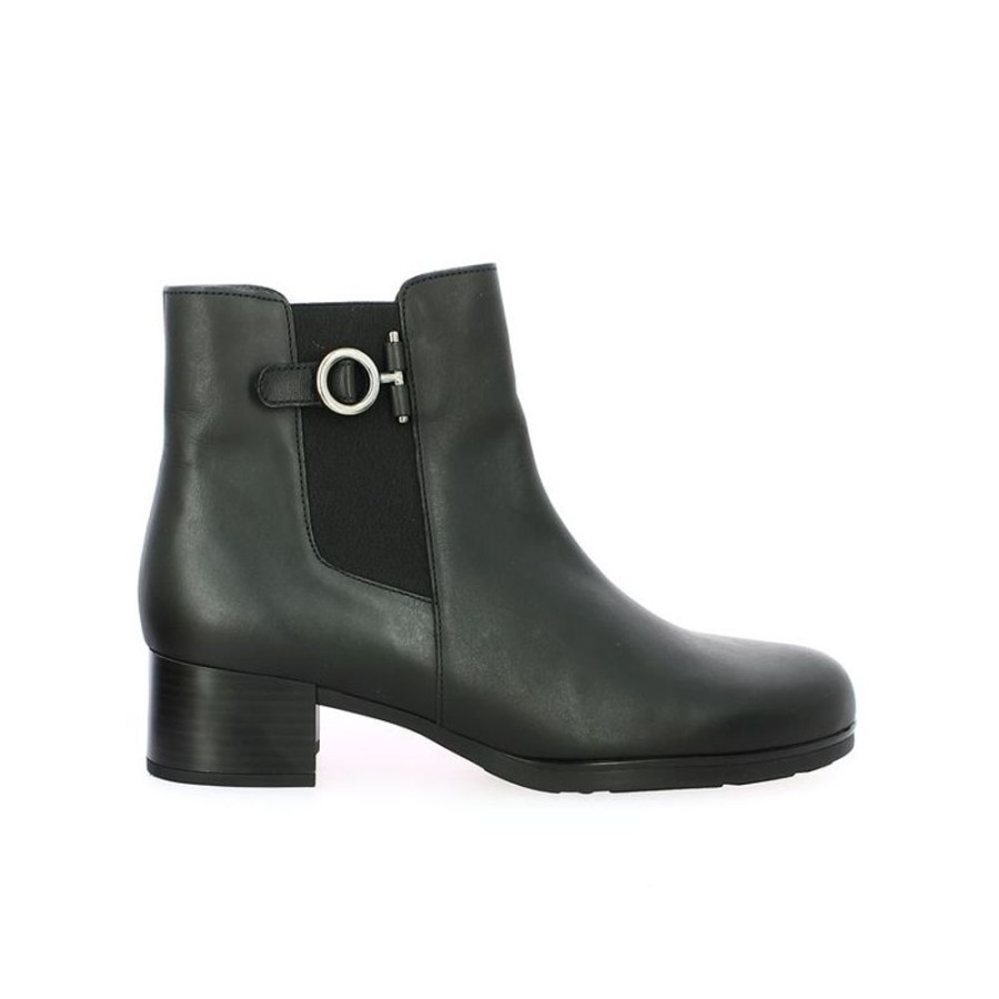 Bottines Shoesissime | Bottines Gabor Bout Rond Cuir Noir Alba