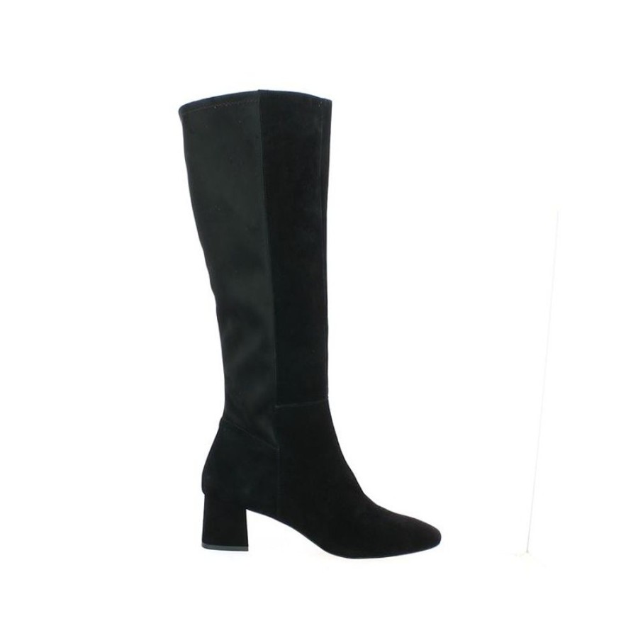 Bottes Shoesissime | Botte Petit Talon Carre Velours Noir Athena