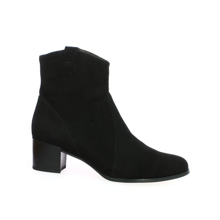 Bottines Shoesissime | Bottines Santiag Nubuck Noir Elsa