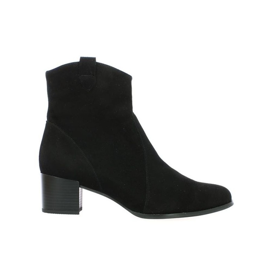 Bottines Shoesissime | Bottines Santiag Nubuck Noir Elsa