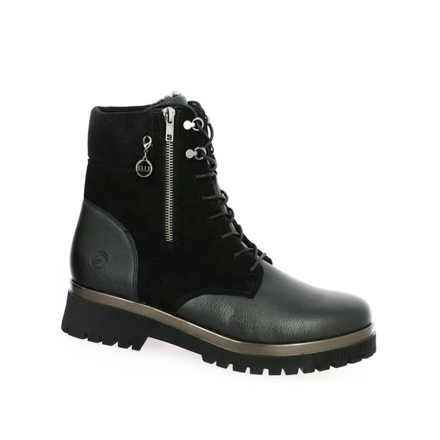 Bottines Shoesissime | Boots Chaude Fourree Laine Cuir Noir Sadie