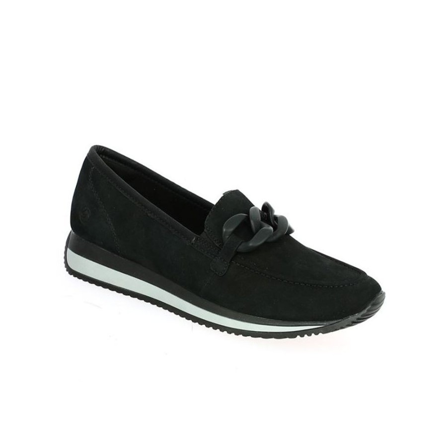 Derbys Et Mocassins Shoesissime | Mocassins Noir Look Sport-Chic A Chaine Remonte Bruna