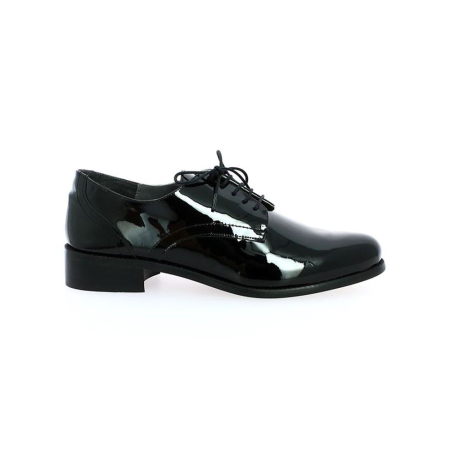 Derbys Et Mocassins Shoesissime | Derby Vernis Noir Femme Grande Taille Valou