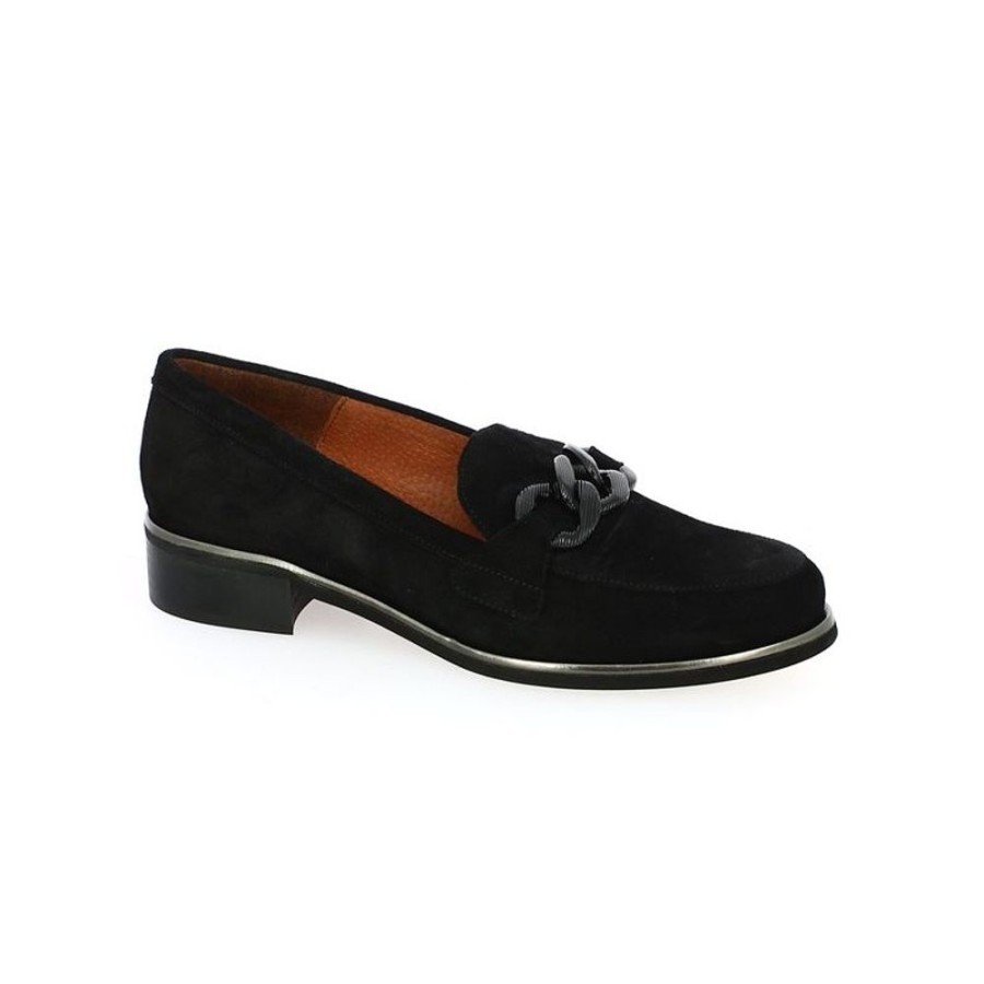 Derbys Et Mocassins Shoesissime | Mocassin Chic Noir Bordure Dore Doris