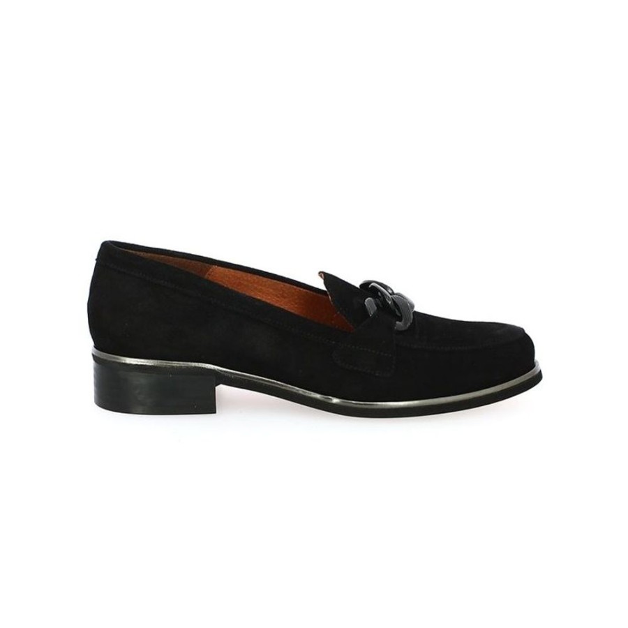 Derbys Et Mocassins Shoesissime | Mocassin Chic Noir Bordure Dore Doris