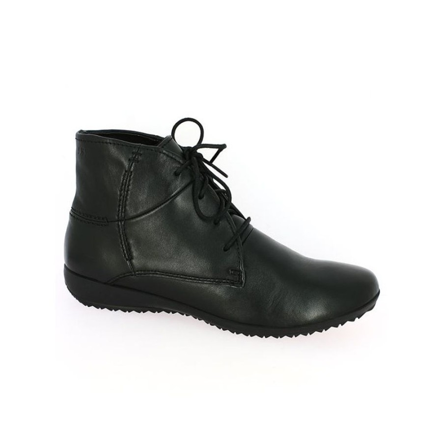 Bottines Shoesissime | Bottine Cuir Noir A Lacets Bout Rond Blanche