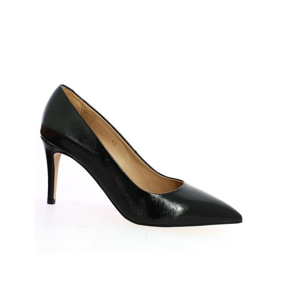 Escarpins Shoesissime | Escarpins Vernis Noir Talon Fin Grande Taille Sonia