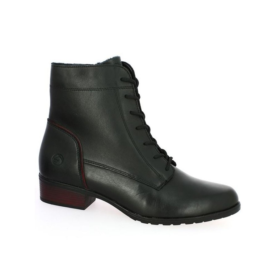 Bottines Shoesissime | Bottines A Lacets Noire Petit Talon Remonte Louane