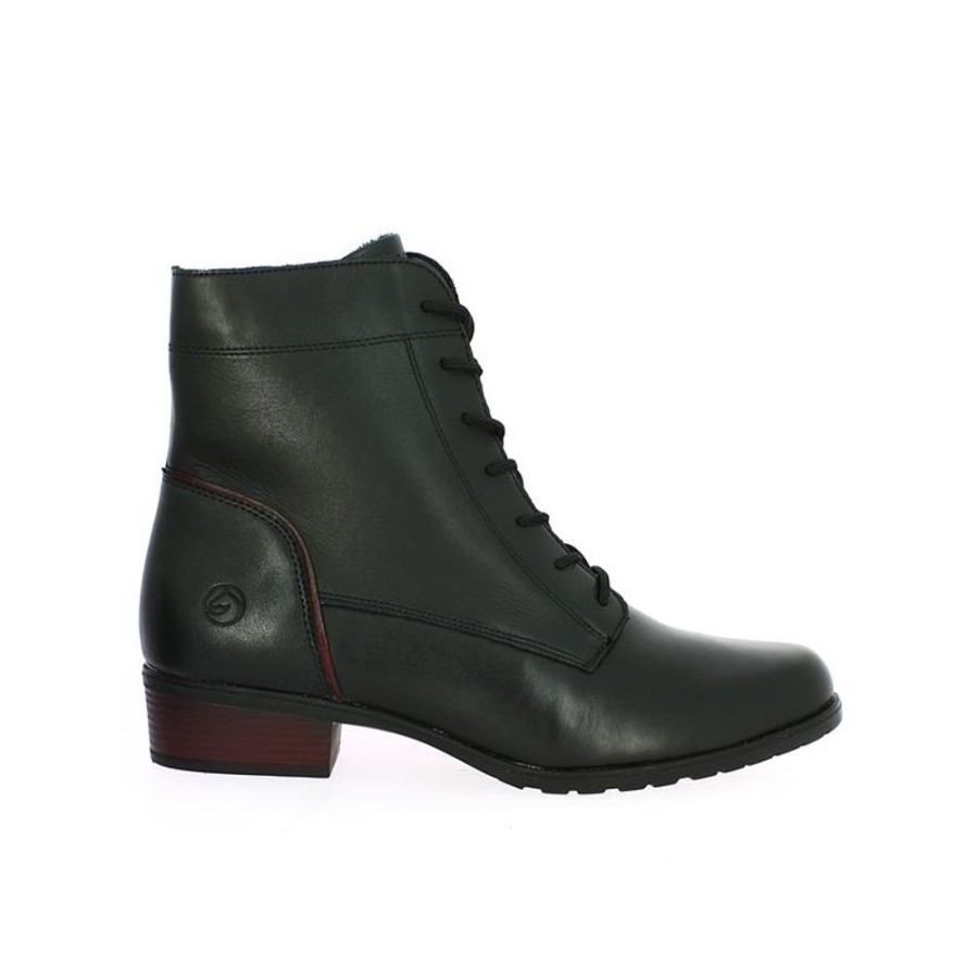 Bottines Shoesissime | Bottines A Lacets Noire Petit Talon Remonte Louane