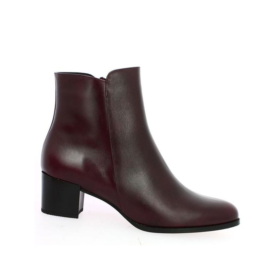 Bottines Shoesissime | Bottine Petit Talon Semelle Amovible Cuir Bordeaux Zoe