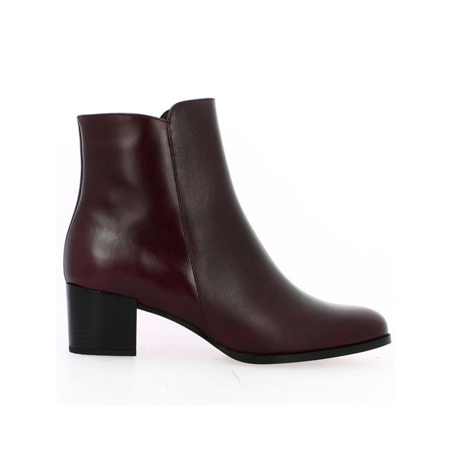 Bottines Shoesissime | Bottine Petit Talon Semelle Amovible Cuir Bordeaux Zoe