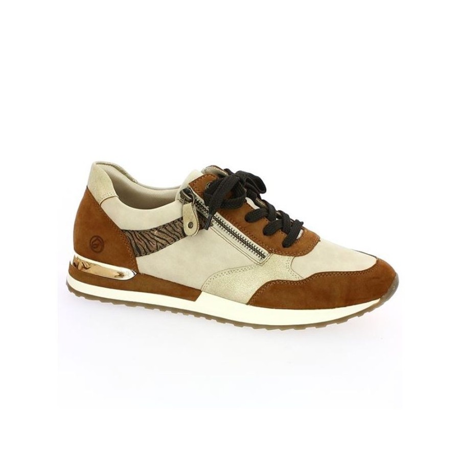 Baskets Shoesissime | Sneakers Camel Et Beige Remonte Grande Pointure Hope