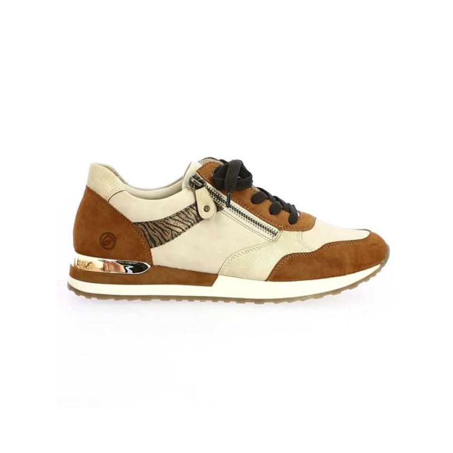 Baskets Shoesissime | Sneakers Camel Et Beige Remonte Grande Pointure Hope