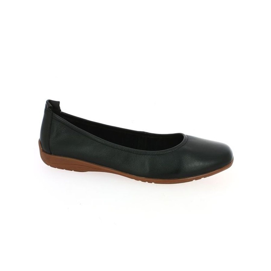 Ballerines Shoesissime | Ballerine Cuir Noir Souple Elastiquee Florine